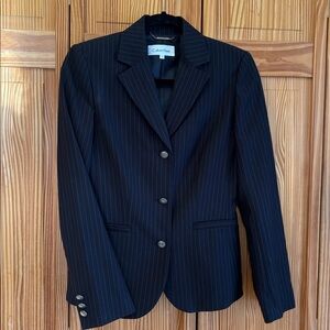 Calvin Klein Black Pinstripe Fitted Blazer Size 2